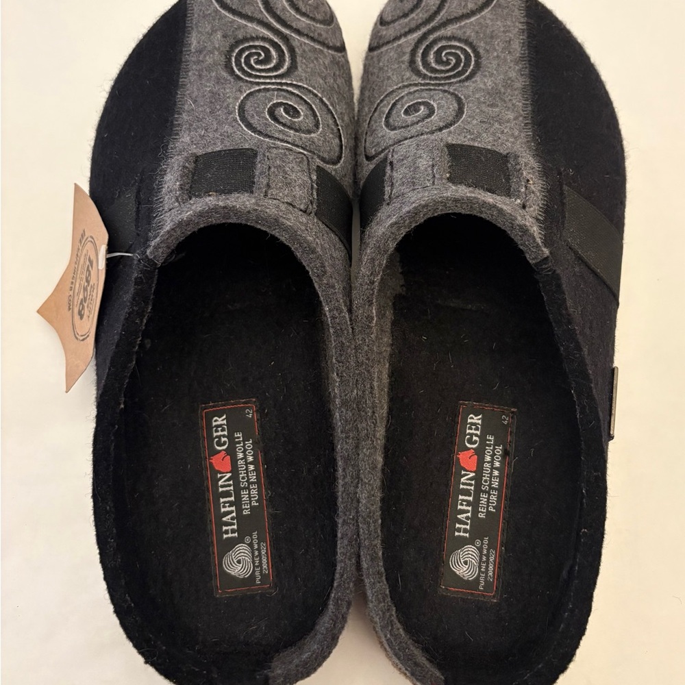 Haflinger Black and Gray Magic Wool Slippers - Picture 4 of 7